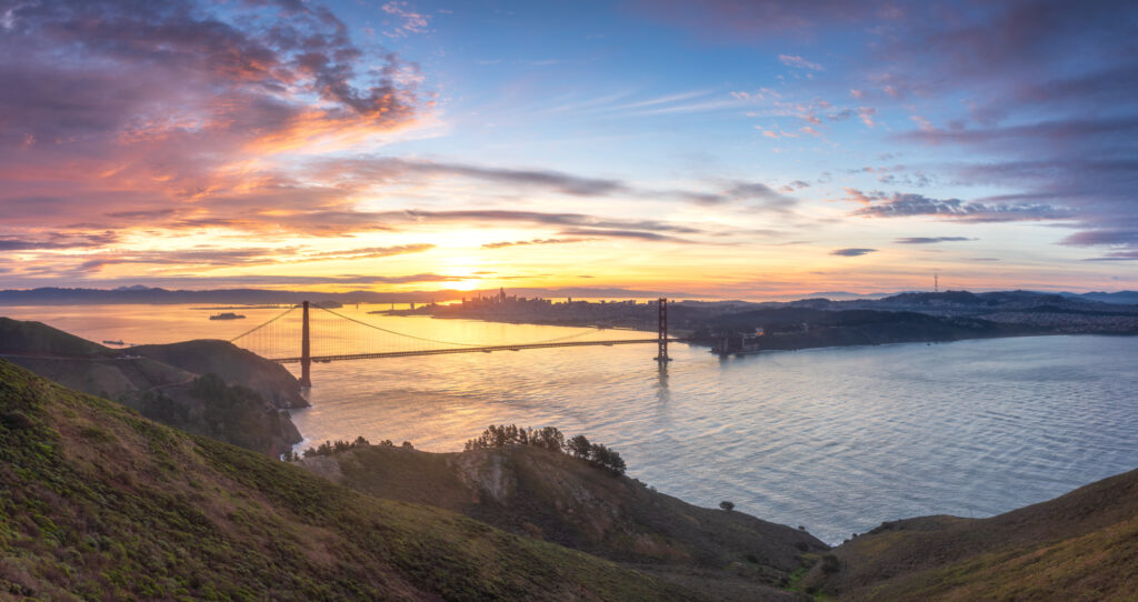 San Francisco Skyline Golden Gate Bridge Hawk Hill Bay Area