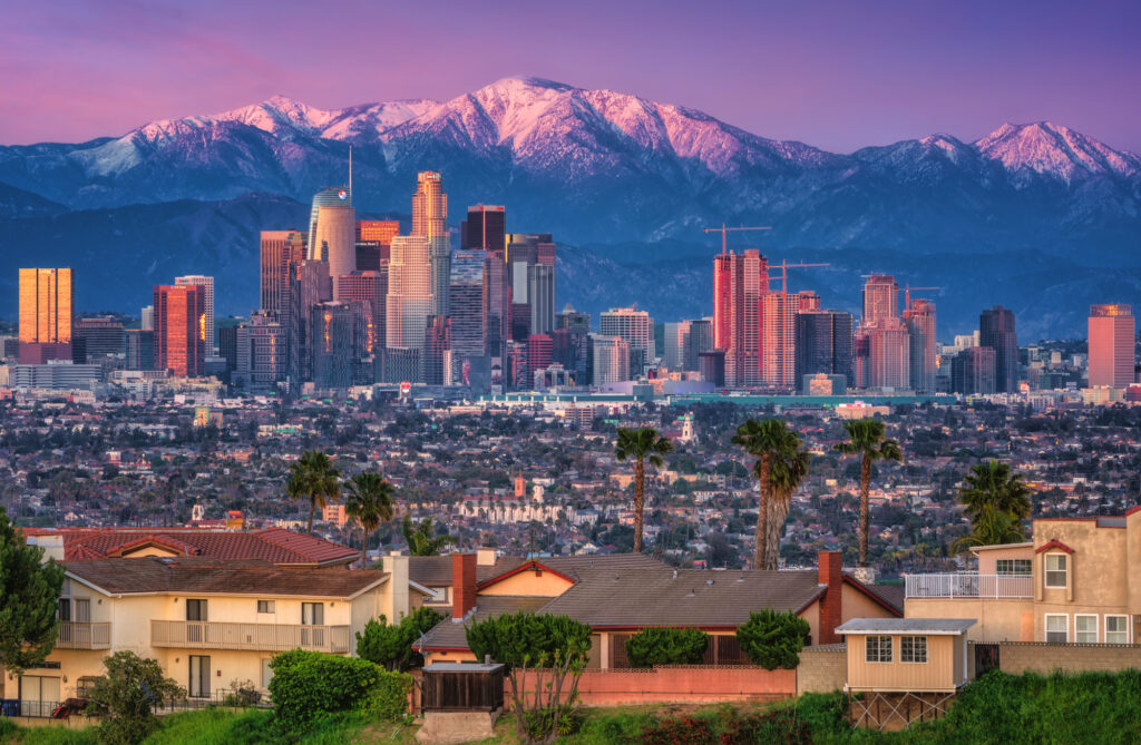Los Angeles Skyline California Mountains Landscape Cityscape